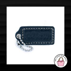 2" Medium COACH BLACK LEATHER NICKEL FOB BAG CHARM KEYCHAIN HANGTAG